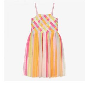 Girls rainbow lattice tulle dress